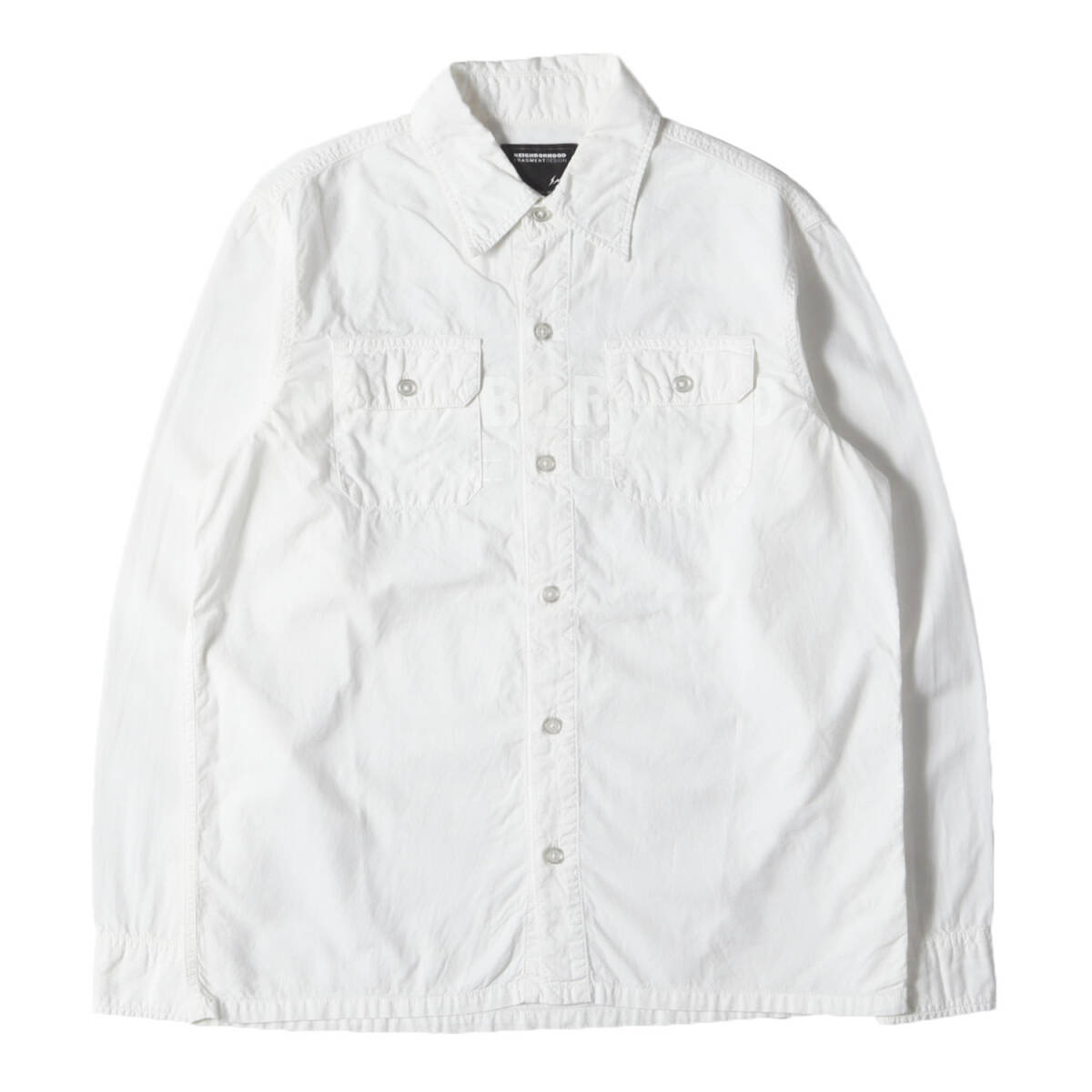 NEIGHBORHOOD ネイバーフッド シャツ サイズ:S / fragment design ロゴプリント コットン シャツ (NHFR POOL / C-SHIRT LS) / ホワイト