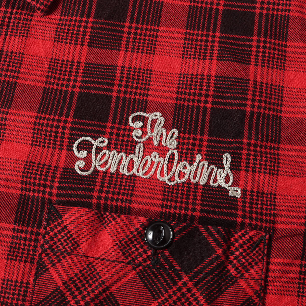 TENDERLOIN テンダーロイン シャツ サイズ:S / チェーン刺繍 ロゴ プリントチェック フランネル シャツ (T-PRINT FLANNEL CHECK SHT) 赤黒