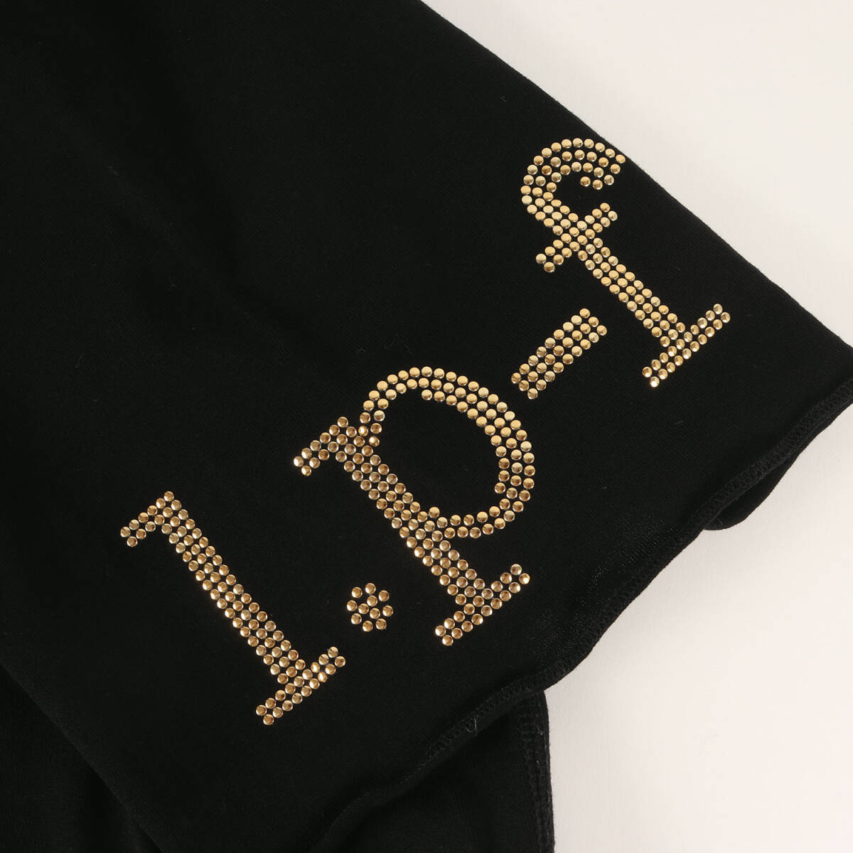 【美品】lucien pellat-finet ルシアンペラフィネ Tシャツ サイズ:XL / ラインストーン&ビーズ スカル 切りっぱなし Tシャツ / ブラック