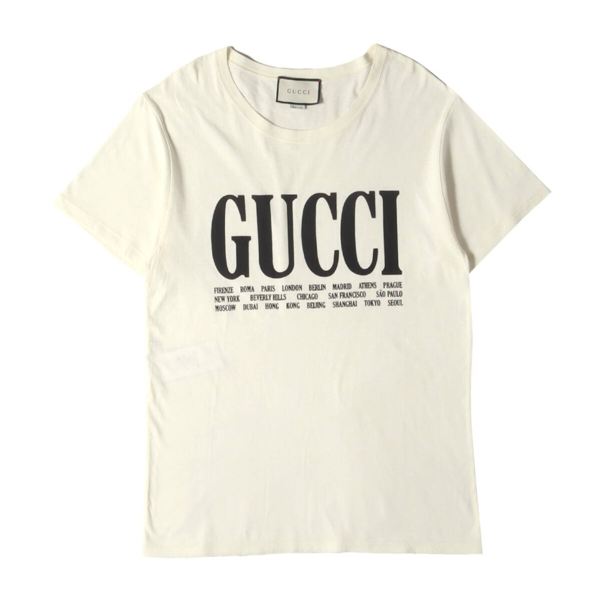 GUCCI グッチ Tシャツ サイズ:M / シティ ロゴ Tシャツ (Cities Logo Print Tee 492347 X3M22) / アイボリー / トップス カットソー 半袖