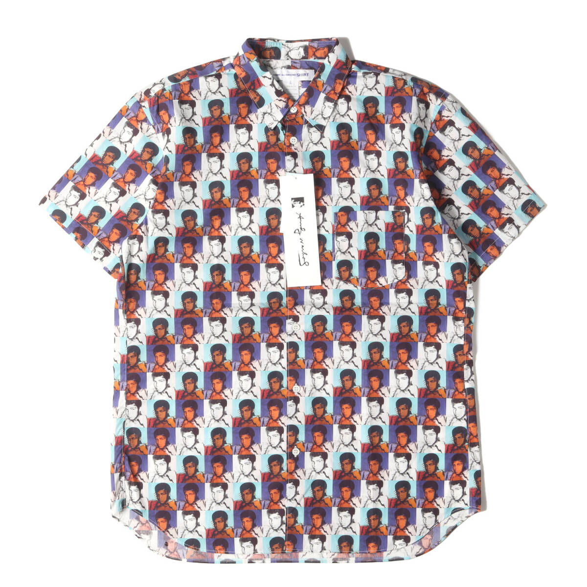 COMME des GARCONS SHIRT コムデギャルソン シャツ L / 24SS Andy Warhol Muhammad Ali1977 アート グラフィック 半袖 ドレス シャツ