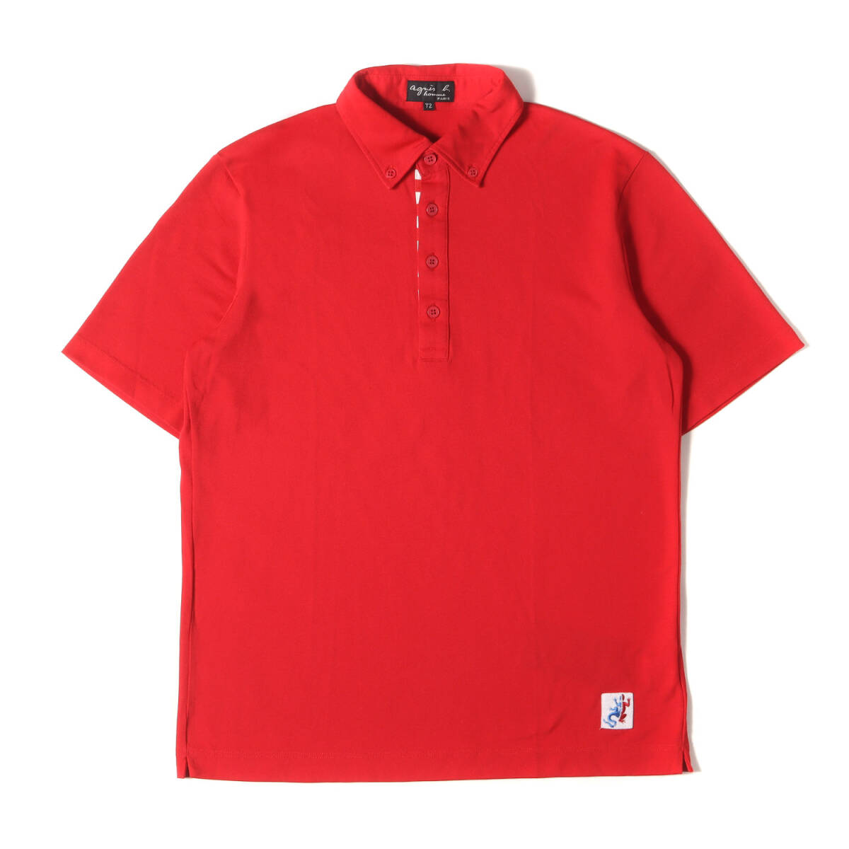 【美品】agnes b. アニエスベー ポロシャツ サイズ:T2 / コットンポリ 鹿の子 ポロシャツ / MADE IN JAPAN / レッド / トップス 半袖