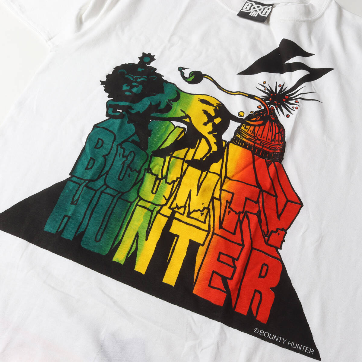 【新品】BOUNTY HUNTER バウンティーハンター Tシャツ サイズ:M / バッド?ブレインズ パロディーロゴ クルーネック Tシャツ / ホワイト