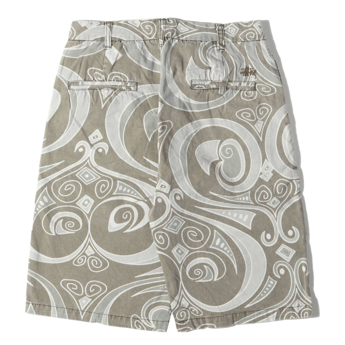 STUSSY ステューシー パンツ サイズ:30 / 00s 総柄グラフィック コットンツイル ショーツ / カーキ / ボトムス ショートパンツ ズボン_画像2