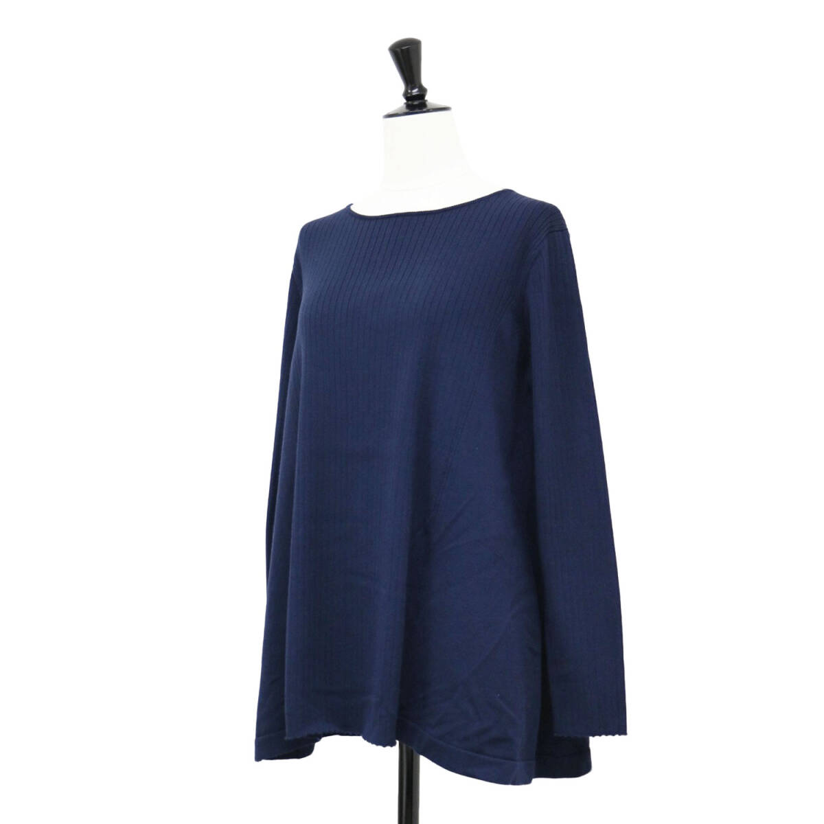 【美品】MOGA モガ ニット ネイビー 紺 サイズ:2(M) / VENUS フレア リブ ニット / プルオーバー 長袖 コットン / トップス セーター