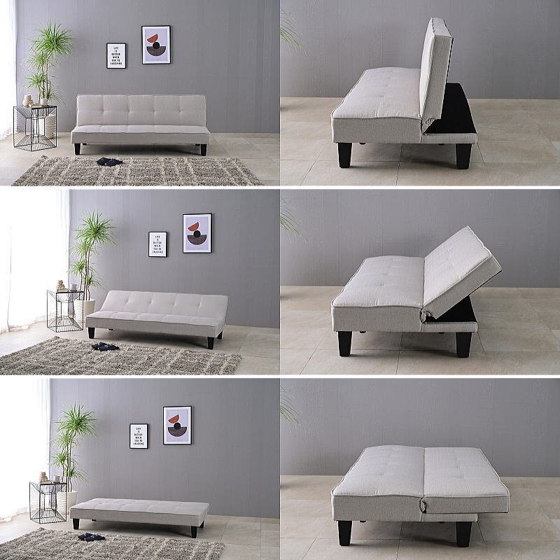 1円スタート 新品 ファブリック張りリクライニング ソファーベッド ソファ ベッド GY色おしゃれ ソファー グレー:ST10-18P01