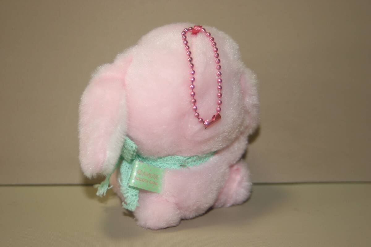 ぽてうさろっぴー ガーリーレースBC付ぬいぐるみ みみぴょん ビンク 約11cm ボールチェーン付きぬいぐるみ グリーンリボン