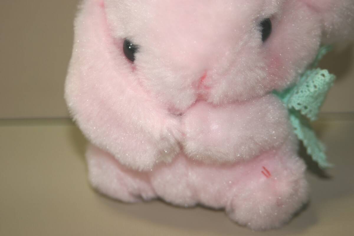 ぽてうさろっぴー ガーリーレースBC付ぬいぐるみ みみぴょん ビンク 約11cm ボールチェーン付きぬいぐるみ グリーンリボン