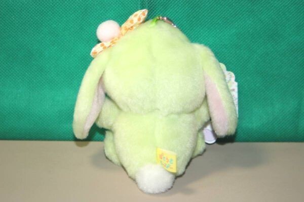 ぽてうさろっぴー カラフル BC付ぬいぐるみ びたみんP ボールチェーンマスコット 約10cm　グリーン 水玉模様のリボン_画像5