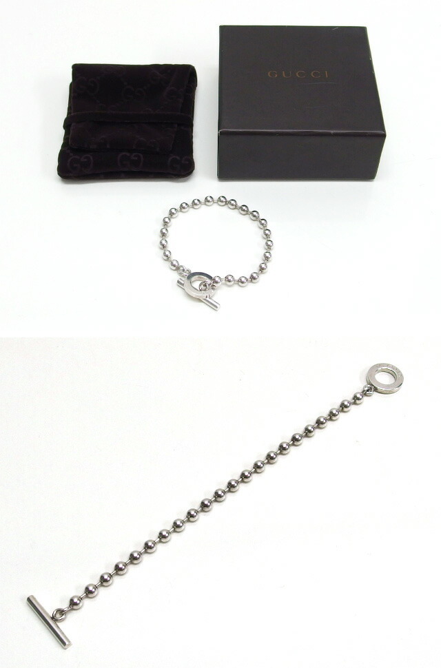 グッチ　ボールチェーン　トグルバー　シルバーブレスレット[20250512]