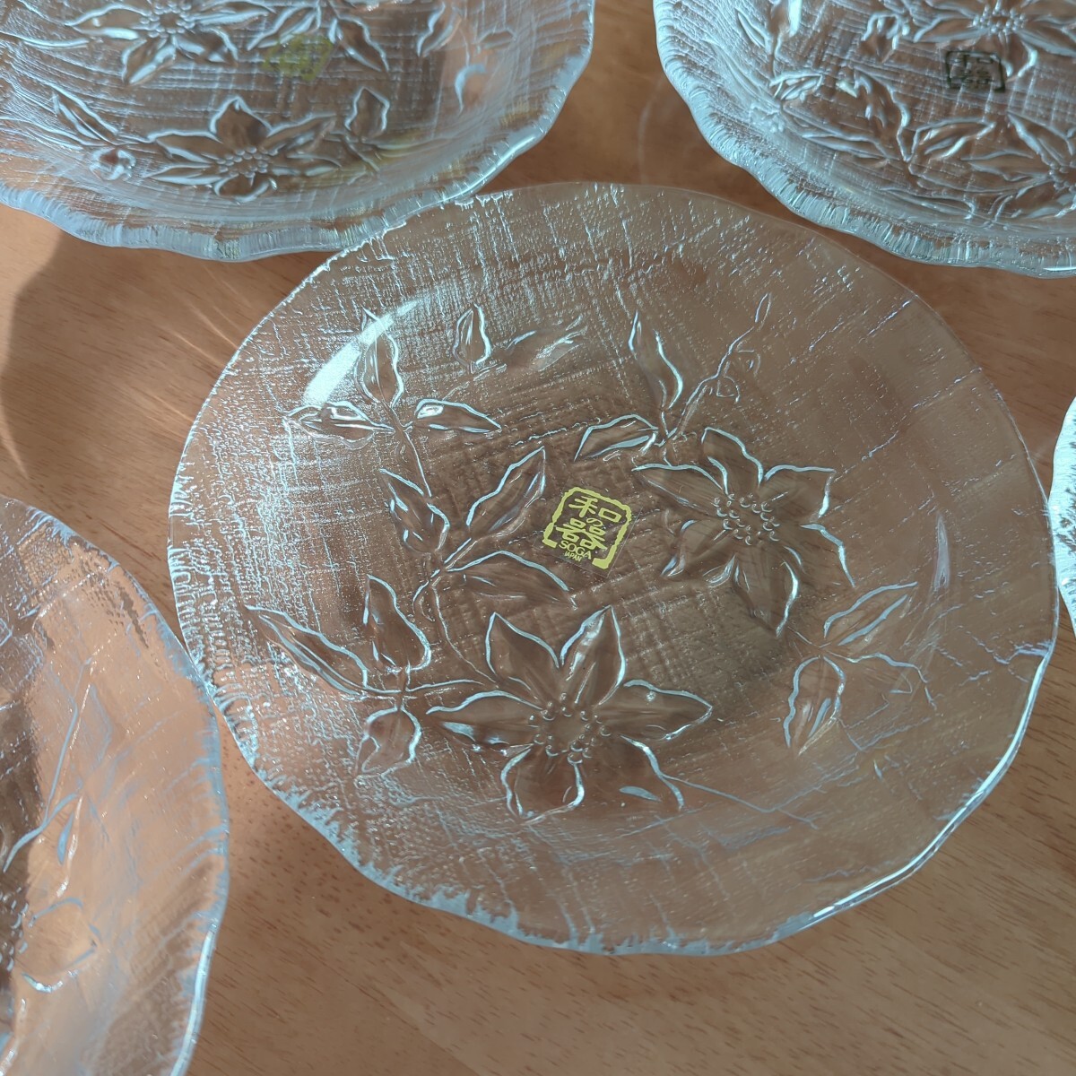 和食器　ガラス皿　6枚目　嵯峨　未使用品