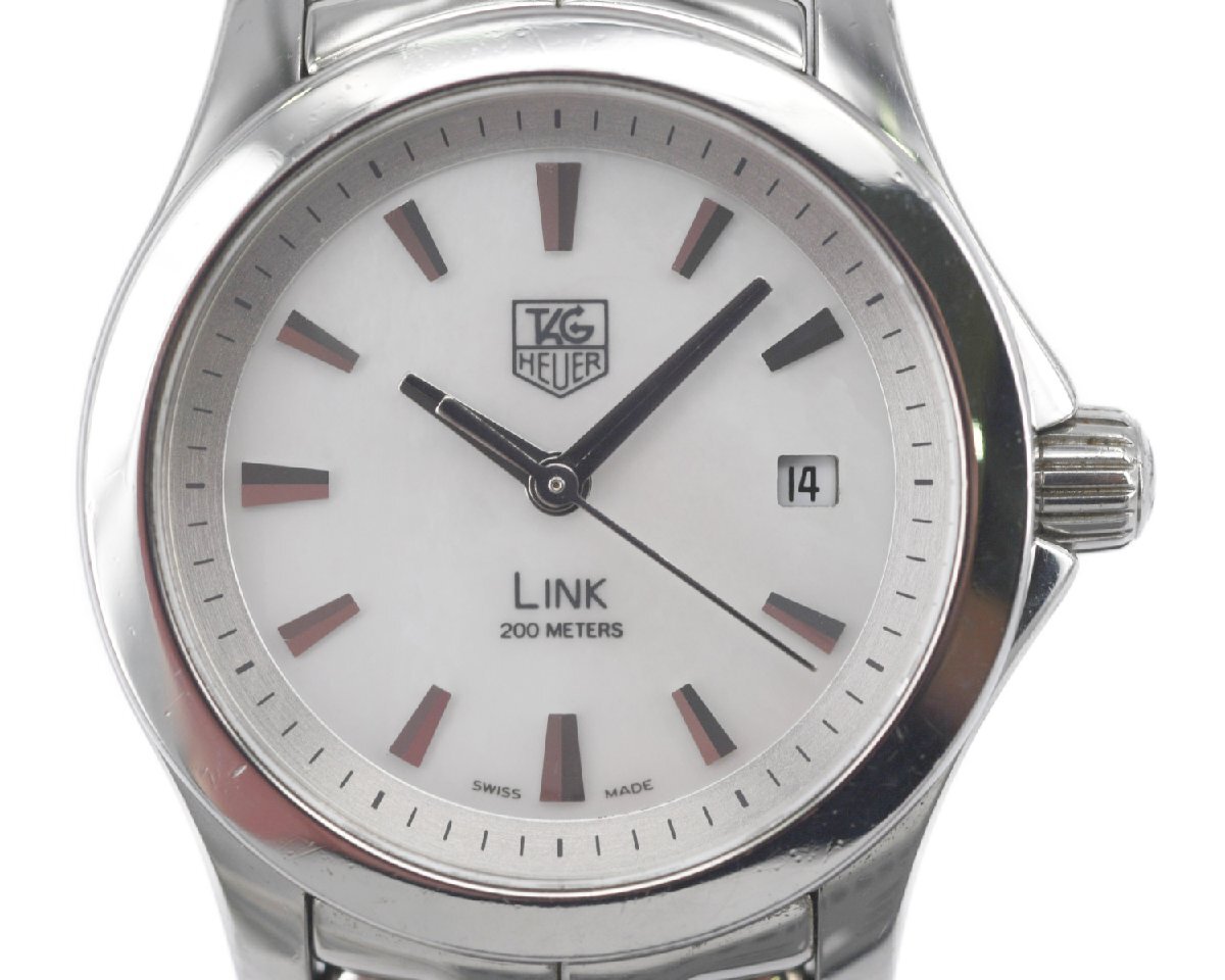 [美品] 稼働品【TAG Heuer】タグホイヤー LINK リンク 200ｍ シェル文字盤(pán) WJF1310 レディース 27ｍｍ クォーツ 中古品