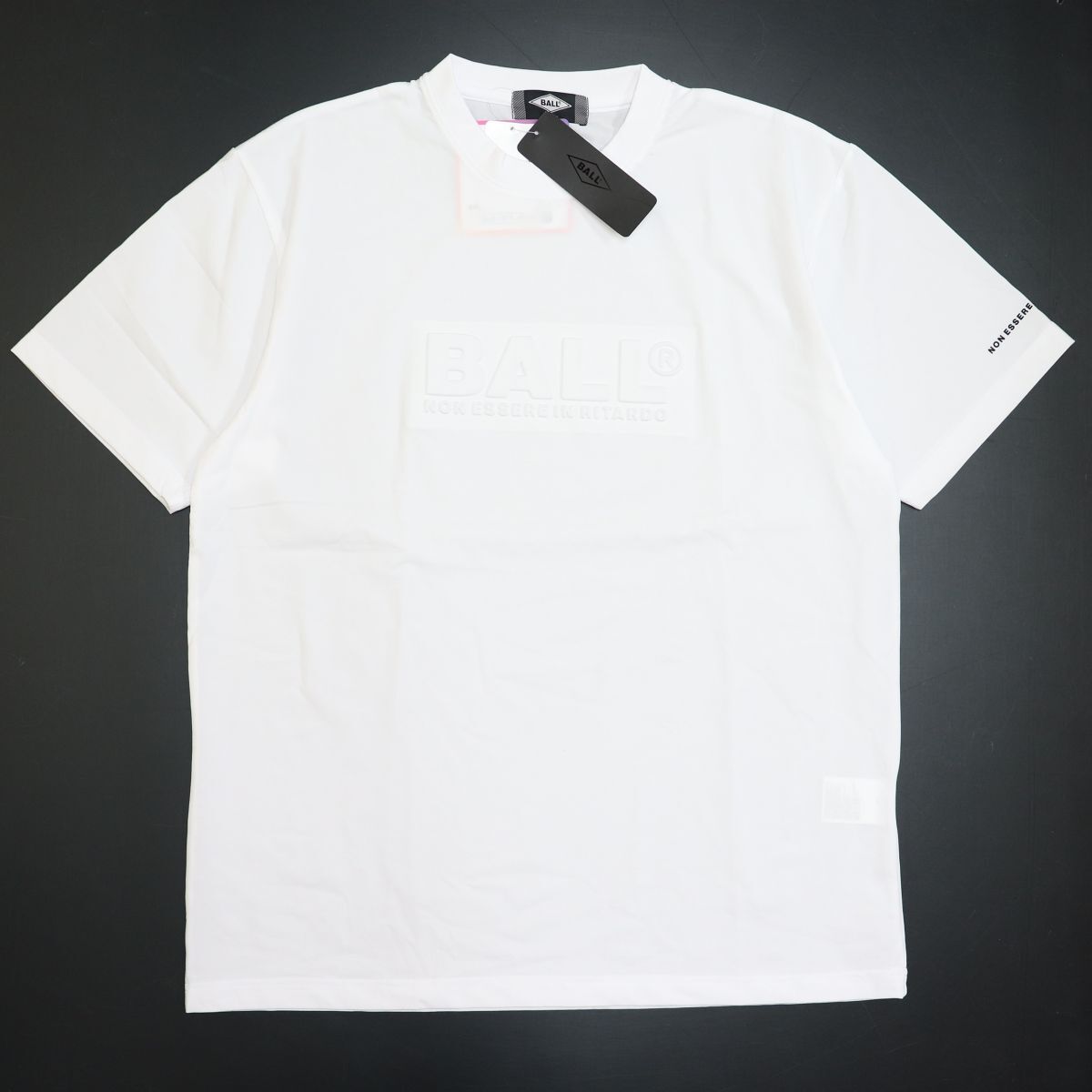 ○送料390円可能商品 ボール BALL 新品 メンズ イタリア発人気ブランド 薄手 さらさら 3Dロゴ 半袖 Tシャツ 白[54231-01-M]一 三 壱★QWER
