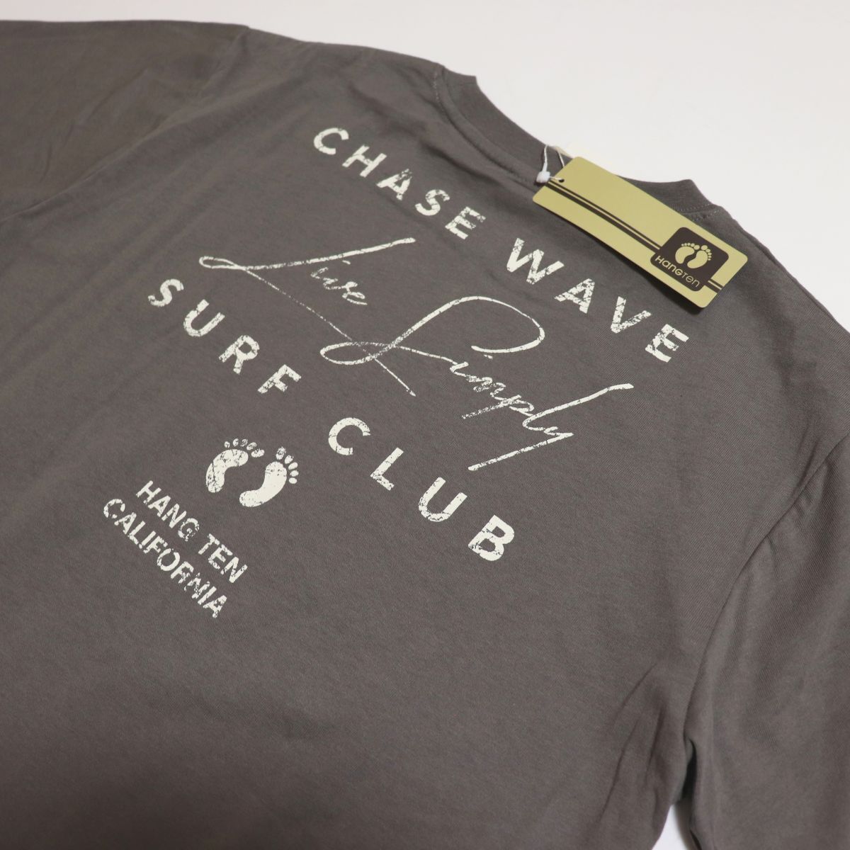 ○送料390円可能商品 ハンテン HANGTEN 新品 メンズ カジュアル バックプリント 半袖 Tシャツ 灰 Mサイズ[SM536-YG3-M] 一 三 壱★QWER★