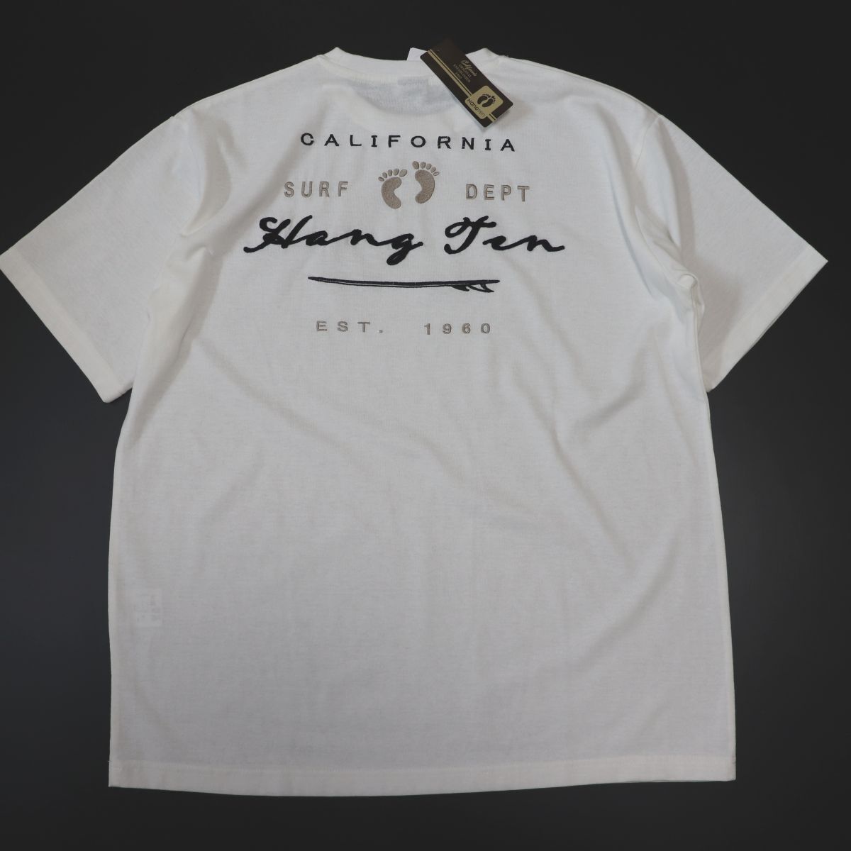 ○送料390円可能商品 ハンテン HANGTEN 新品 メンズ SURF DEPT ロゴ刺繍 半袖 Tシャツ 白 Mサイズ [SM565-NE2-M] 一 三 壱★QWER★