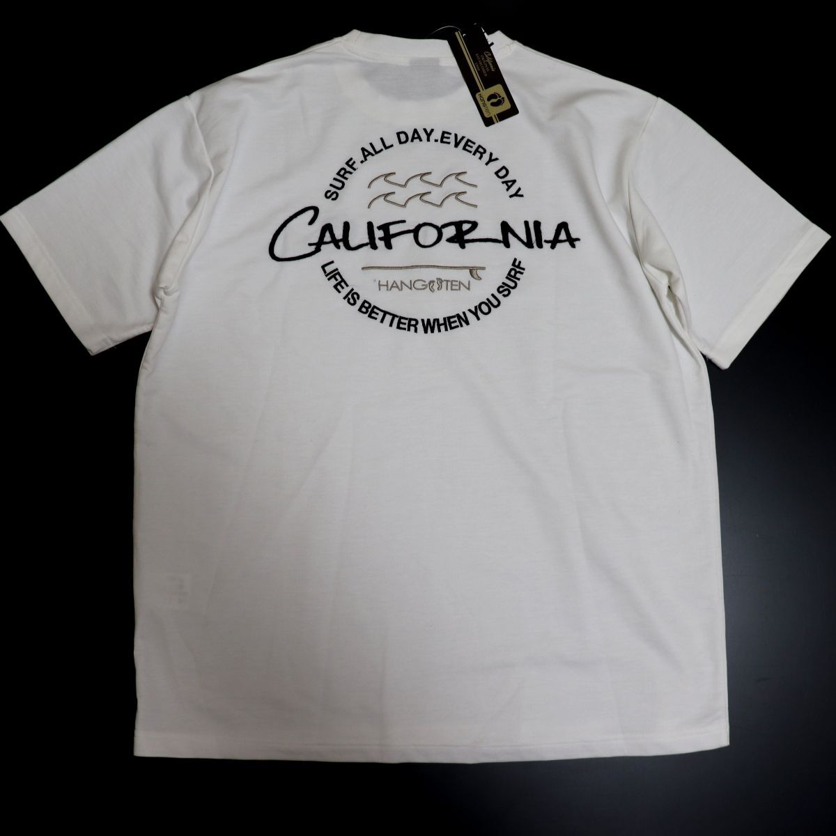 ○送料390円可能商品 ハンテン HANGTEN 新品 メンズ サークル ロゴ刺繍 半袖 Tシャツ 白 Mサイズ [SM564-NE2-M] 一 三 壱★QWER★