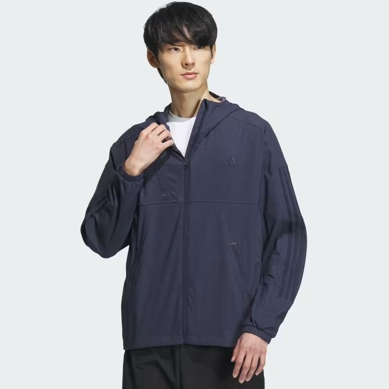 ★アディダス adidas 定価9350円 新品 メンズ 吸汗速干 ドライ デニム風(fēng) ウーブン ジャケット 紺 Mサイズ [IM8775-M] 二 壱★QWER★