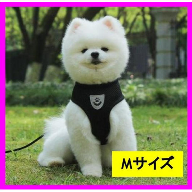 28ハーネス リードセット 黒　M 犬 貓 ペット用 お散歩