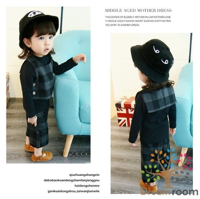 【90cm】 グレンチェック セットアップ 子供服 女の子 韓國子供服 ワイドパンツ チェック