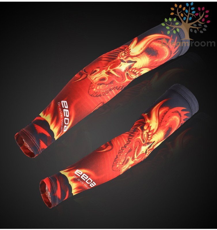 99％UVカット！EEDA デザインアームカバー F-028【L】サポーター 腕カバー 日焼け 紫外線(xiàn)防止 吸汗速干 スポーツ 乗馬 ゴルフ