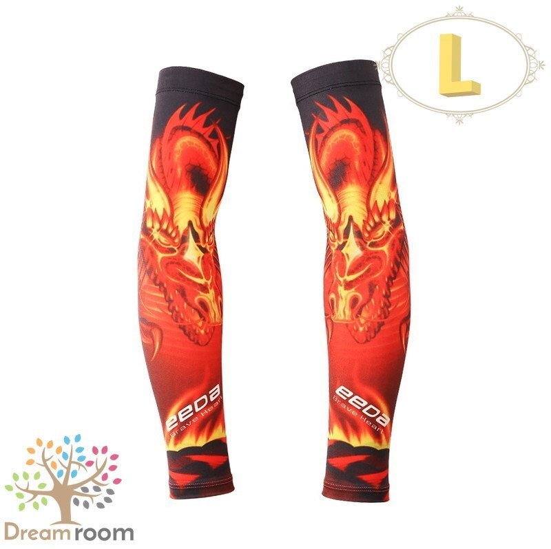 99％UVカット！EEDA デザインアームカバー F-028【L】サポーター 腕カバー 日焼け 紫外線(xiàn)防止 吸汗速干 スポーツ 乗馬 ゴルフ