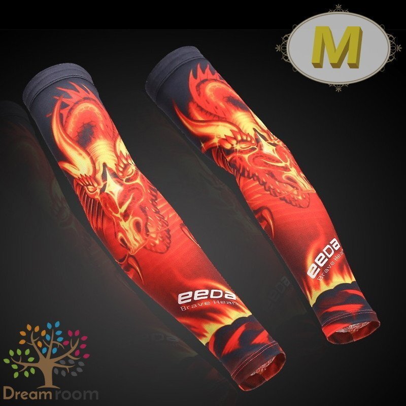 99％UVカット！EEDA デザインアームカバー F-028【M】サポーター 腕カバー 日焼け 紫外線防止 吸汗速干 スポーツ 乗馬 ゴルフ