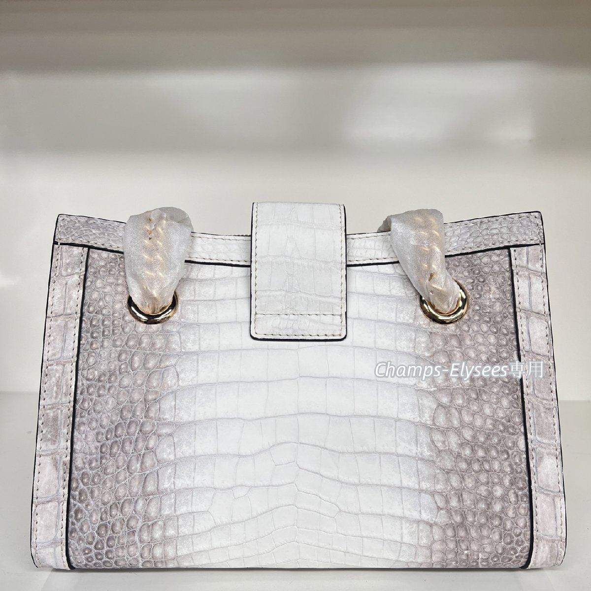 お買い得　ヒマラヤクロコダイルレザー　レディースバッグ　定価50萬円以上　水染め　本物鰐革　腹革センター取り　トートバッグ　希少色