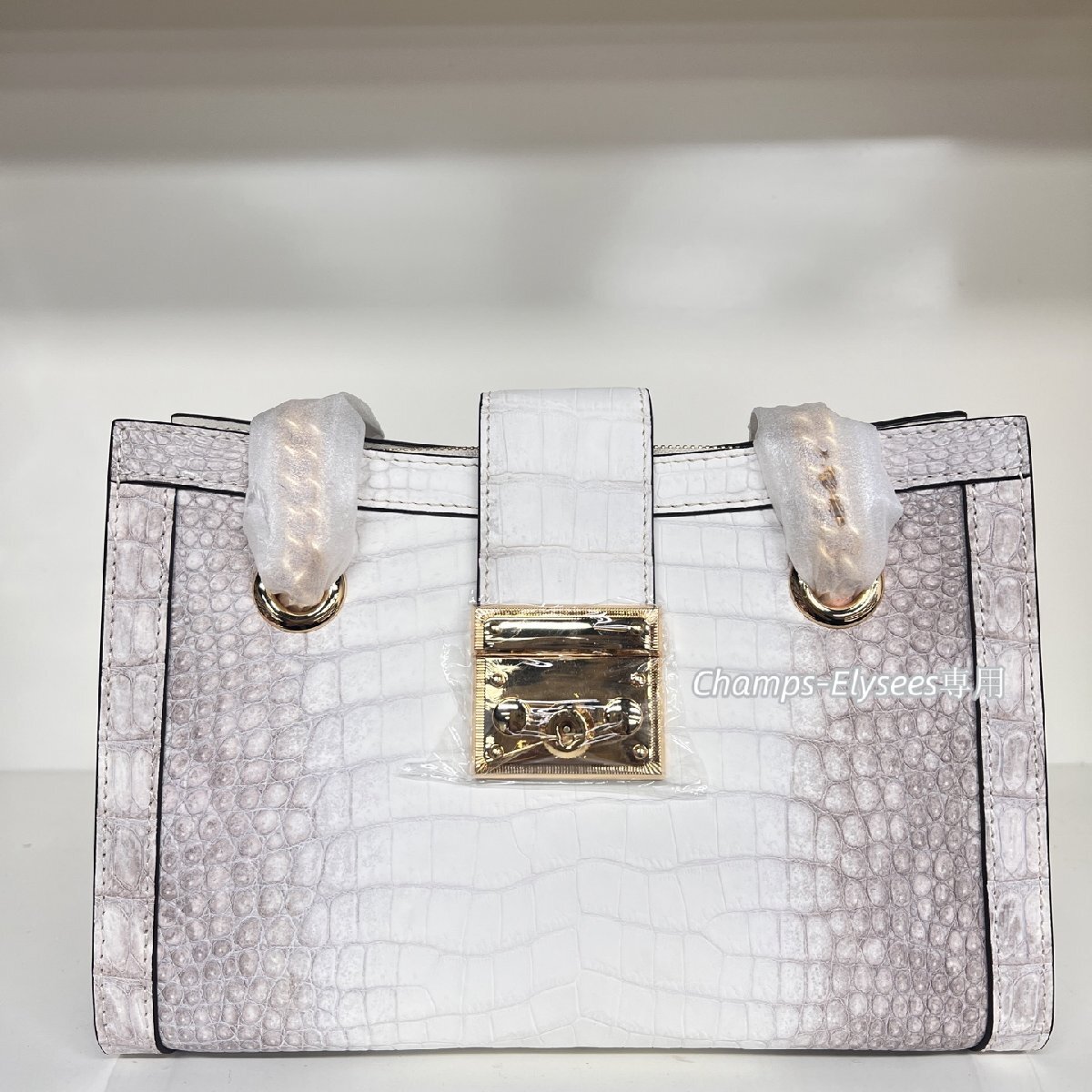 お買い得　ヒマラヤクロコダイルレザー　レディースバッグ　定価50萬円以上　水染め　本物鰐革　腹革センター取り　トートバッグ　希少色