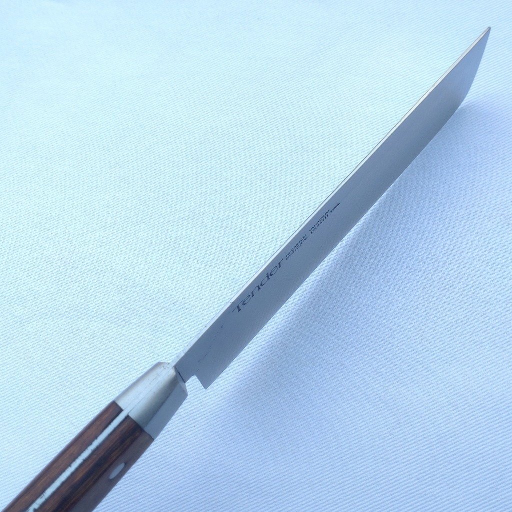 菜切包丁 Tender HI-CARBON VANADIUM PARTICULAR STAINLES STEEL 刃長(zhǎng)約160㎜ 鍔付 洋包丁 両刃 調(diào)理器具 庖丁 刃物 日本制 【1961】
