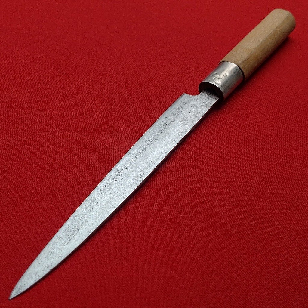 刺身包丁 在銘 刃長約192㎜ 峰厚約3㎜ 片刃 和包丁 柳刃包丁 正夫 調(diào)理器具 庖丁 刃物 日本制 　 【1501】