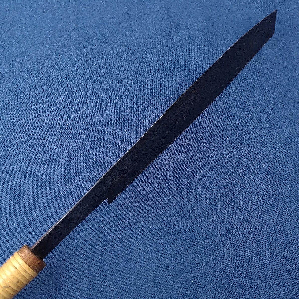 穴挽鋸 片刃鋸 在銘 刃渡り295㎜ 古鋸 穴挽き鋸 のこぎり ノコギリ 大工道具 工具 日本制 　【1615】