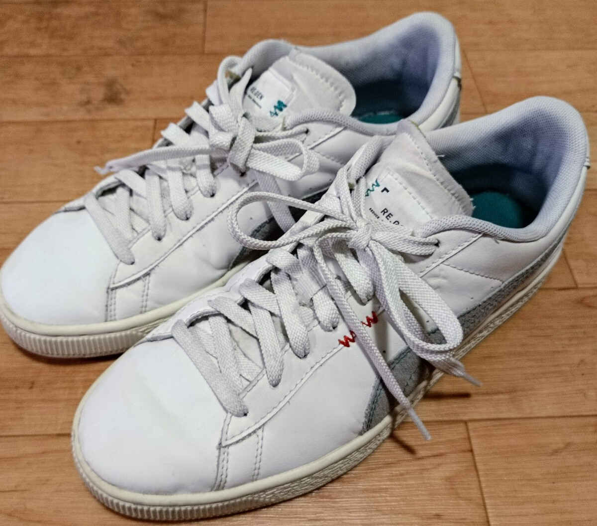 スニカー プーマ Puma Classic XXL Re.Gen Trainers White ホワイト・グレー/白・灰色ライン サイズ 25.5 古着 中古美品_画像1