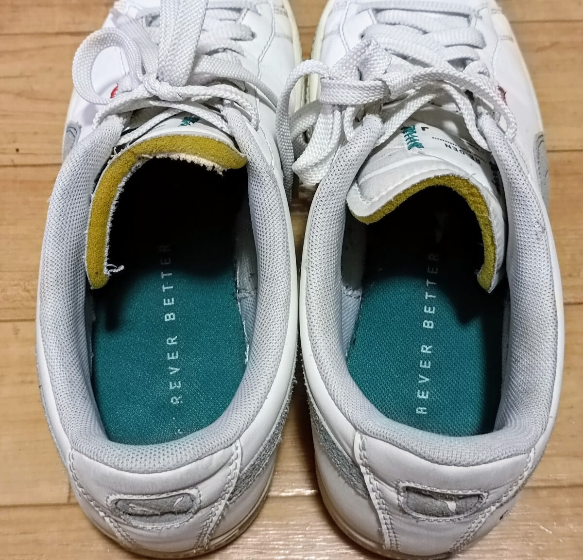 スニカー プーマ Puma Classic XXL Re.Gen Trainers White ホワイト・グレー/白・灰色ライン サイズ 25.5 古着 中古美品_画像6
