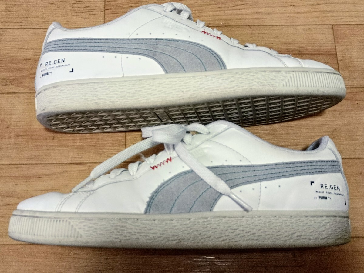 スニカー プーマ Puma Classic XXL Re.Gen Trainers White ホワイト・グレー/白・灰色ライン サイズ 25.5 古着 中古美品_画像3