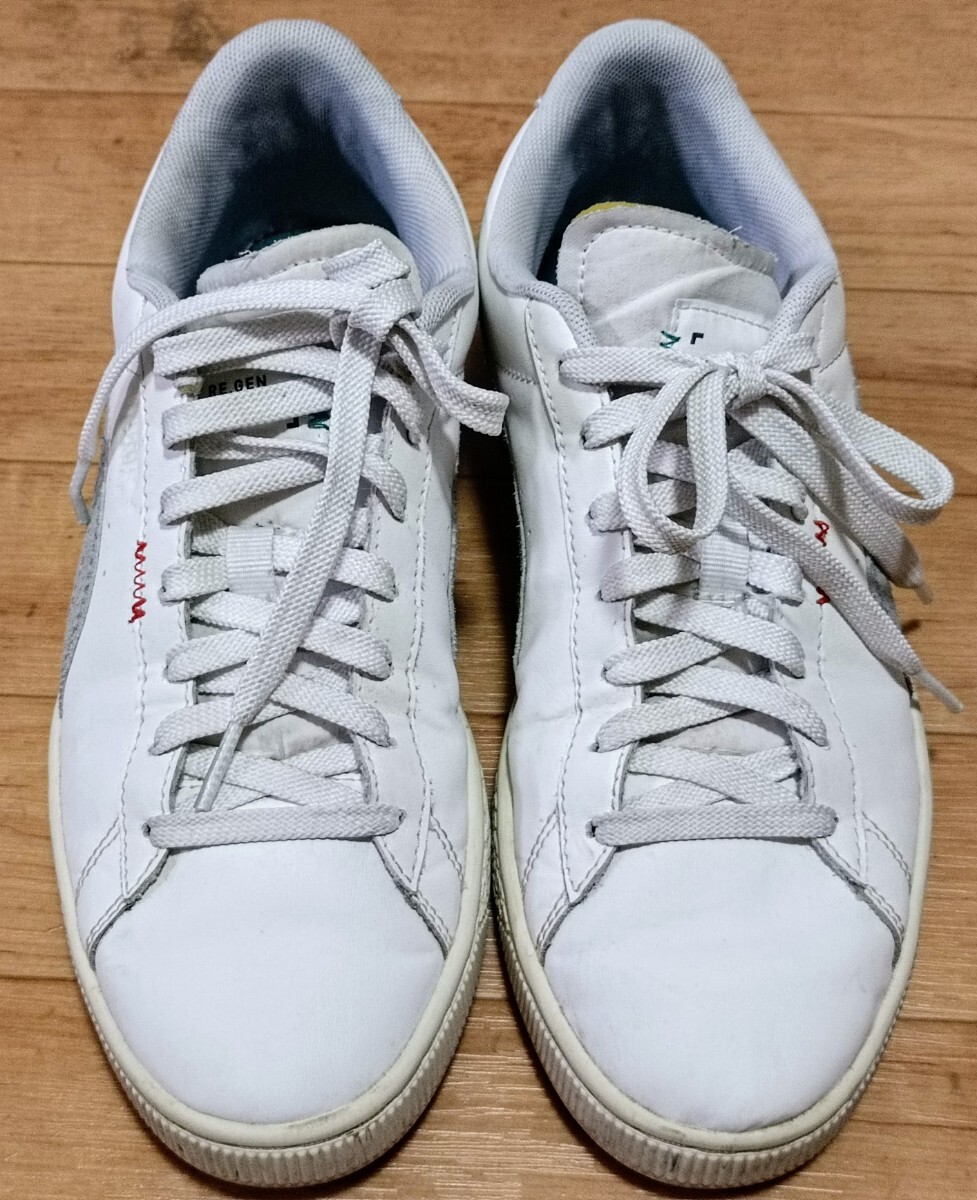 スニカー プーマ Puma Classic XXL Re.Gen Trainers White ホワイト・グレー/白・灰色ライン サイズ 25.5 古着 中古美品_画像4