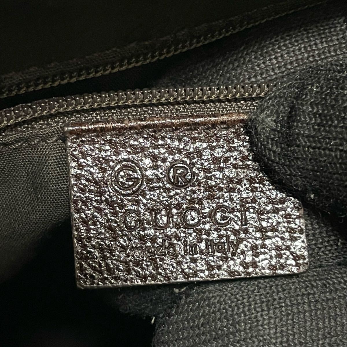 1円スタート！ 超美品 GUCCI グッチ マイクロ GG レザー ナイロン トートバッグ ショルダーバッグ ブラウン 保存袋付 アビー ゴールド金具