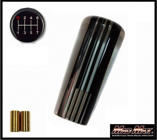 MADMAX トラック用品 レトロ ストライプシフトノブ 100mm ブラックライン ふそう スーパーグレート用/変換アダプター付【送料800円】