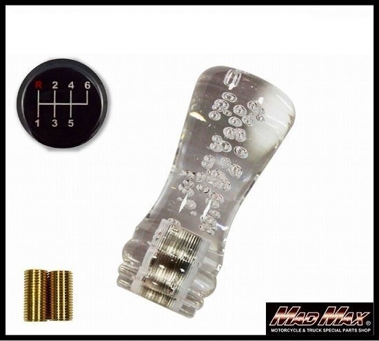 MADMAX トラック用品 ルーク シフトノブ 泡 100mm クリア ふそう フルコンファイター用/変換アダプター付【送料800円】