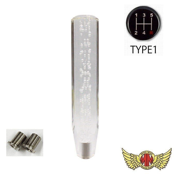 MADMAX トラック用品 クリスタル シフトノブ 泡 250mm クリア/イエロー マツダ タイタンダッシュ 用/変換アダプター付【送料800円】