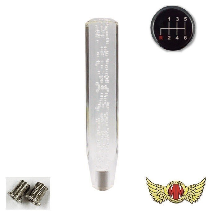 MADMAX トラック用品 クリスタル シフトノブ 泡 250mm クリア/グリーン 日野レンジャープロ用/変換アダプター付【送料800円】