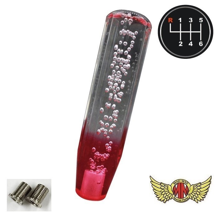 MADMAX トラック用品 クリスタル シフトノブ 泡 200mm クリア/レッド UD ビックサム用/変換アダプター付【送料800円】