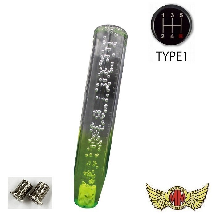 MADMAX トラック用品 クリスタル シフトノブ 泡 250mm クリア/グリーン マツダ タイタンダッシュ 用/変換アダプター付【送料800円】