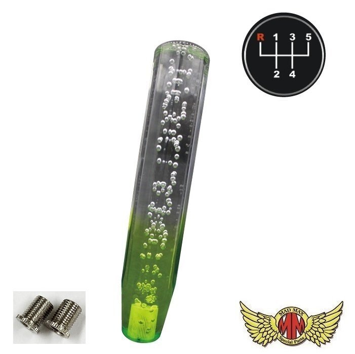 MADMAX トラック用品 クリスタル シフトノブ 泡 250mm クリア/グリーン いすゞ 07エルフ用/変換アダプター付【送料800円】