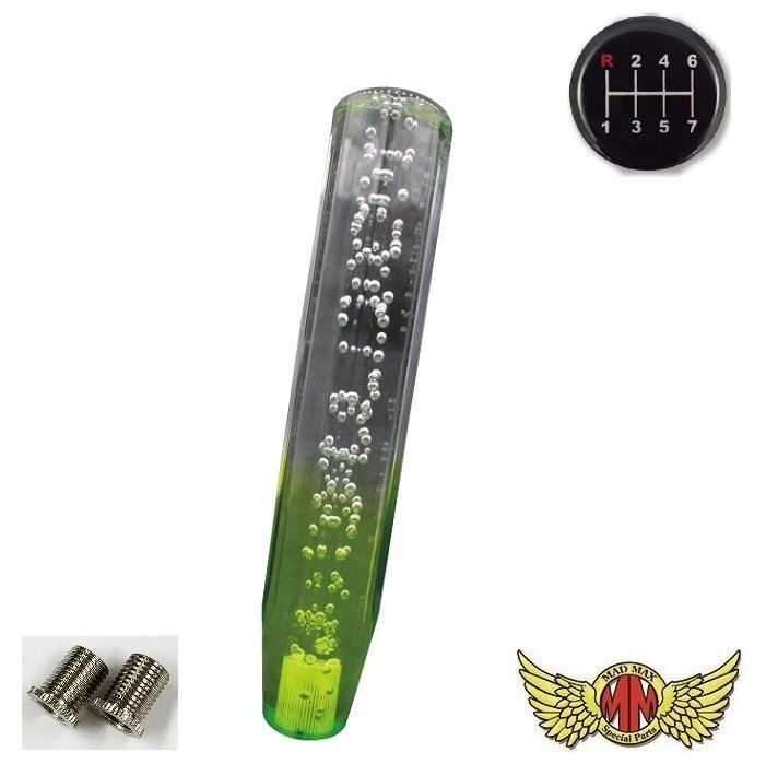 MADMAX トラック用品 クリスタル シフトノブ 泡 250mm クリア/グリーン 日野 プロフィア用/変換アダプター付【送料800円】