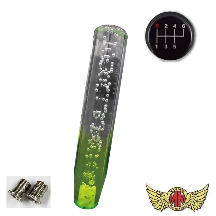 MADMAX トラック用品 クリスタル シフトノブ 泡 250mm クリア/グリーン ふそう フルコンファイター用/変換アダプター付【送料800円】