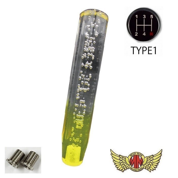 MADMAX トラック用品 クリスタル シフトノブ 泡 250mm クリア/イエロー マツダ タイタンダッシュ 用/変換アダプター付【送料800円】