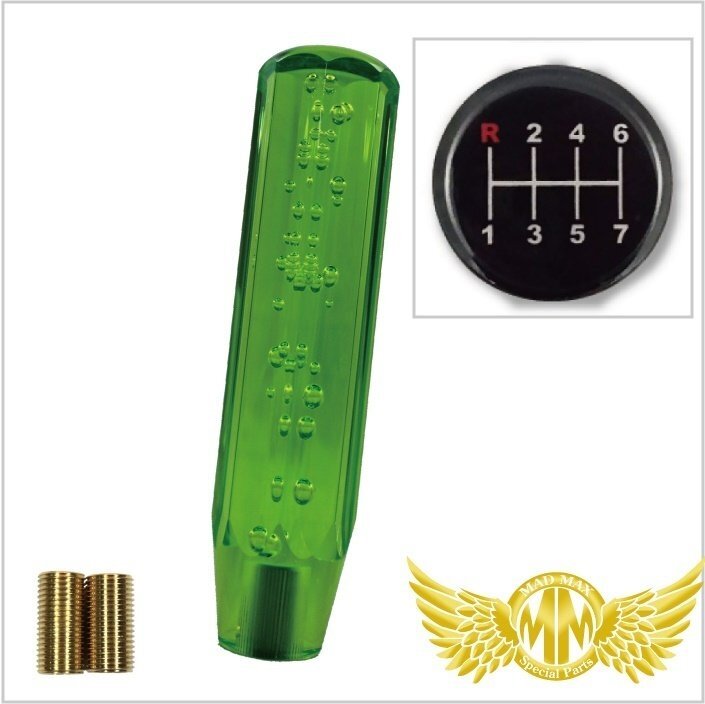 MADMAX トラック用品 クリスタル シフトノブ 泡 200mm グリーン 日野 プロフィア用/変換アダプター付【送料800円】