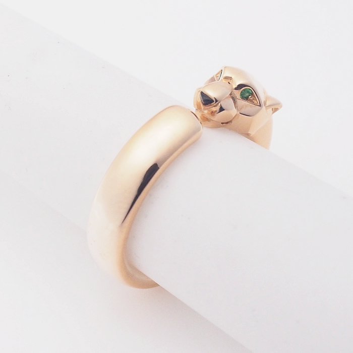 音羽屋■ Cartier オニキス ツァボライトガーネット K18PG パンテール ドゥ カルティエ スモールモデル リング ＃49 仕上済【中古】
