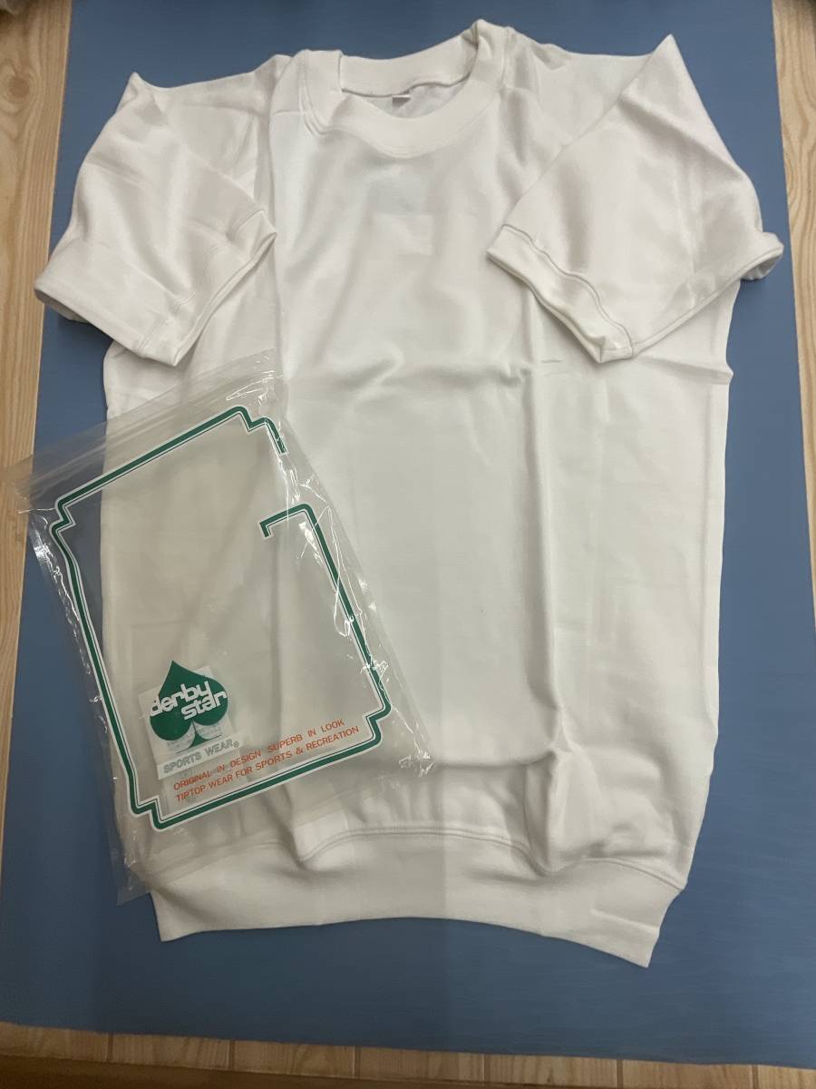 LL ダービースター 體操著 體操服 白 リブ Ｇ39909 學(xué)校名なし 半袖 シャツ 昭和レトロ 激レア 廃盤品 入手困難 送料無料 ☆