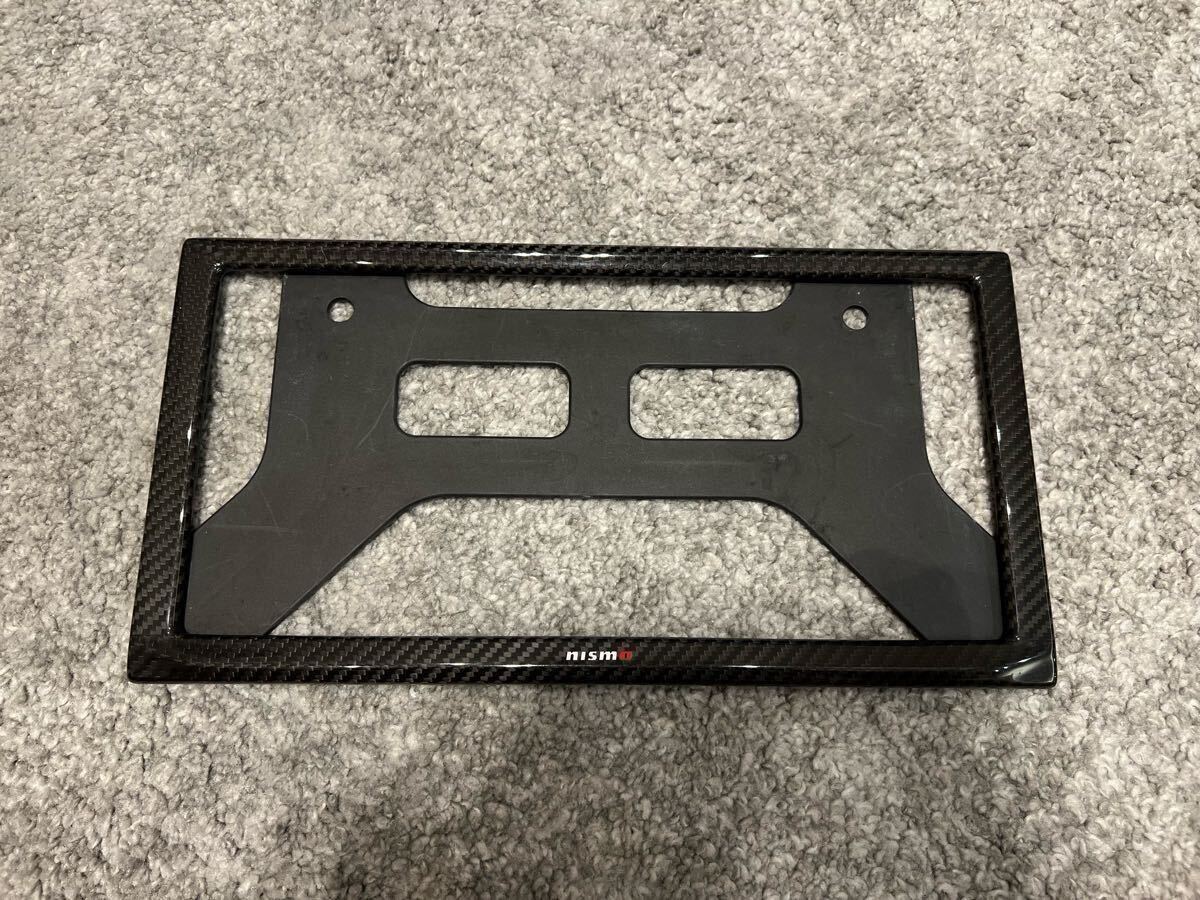 【中古】 nismo カーボンナンバープレートリム ナンバープレートロック ドライカーボン ニスモ 日産 ナンバーフレーム GTR等に